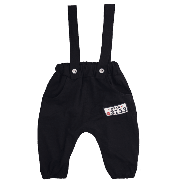 Baby Black Pants with Button Suspenders