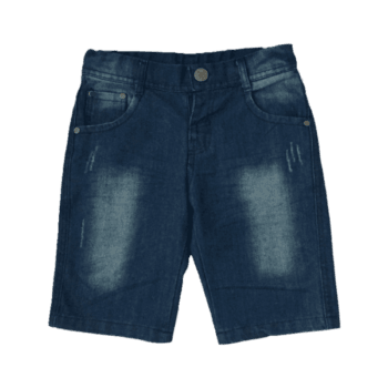 Blue denim shorts for kids (front view)