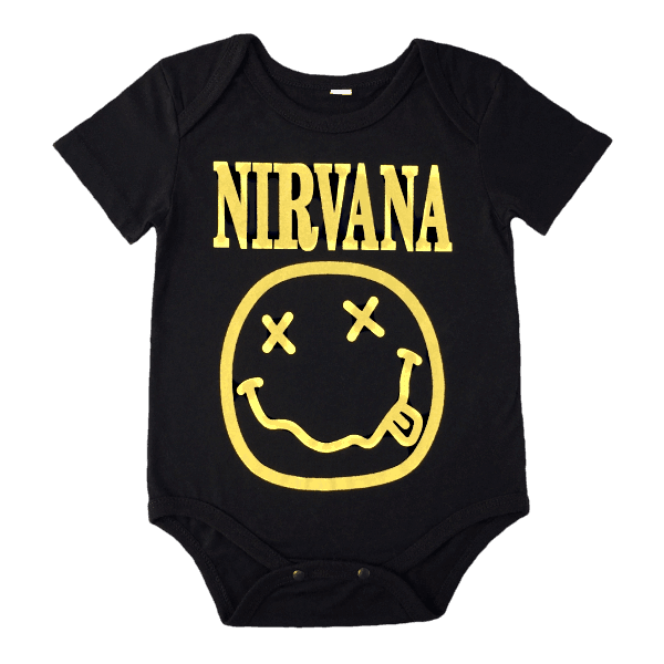 Black Baby Bodysuit with Nirvana Print