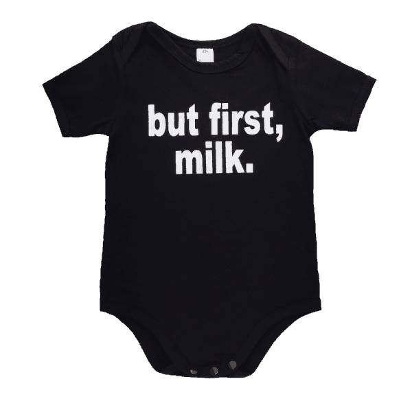 Infant Bodysuit in Black with Short Sleeves