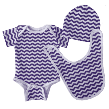 trendy baby clothes set in purple chevron fabric