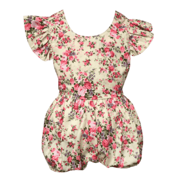 Frilly Baby Rompers in Floral Fabric